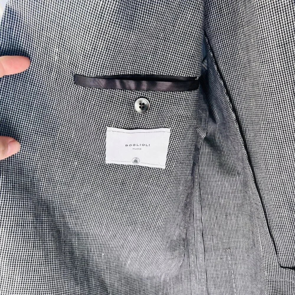 Boglioni Men woven cotton sport coat, Gray